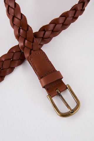 Açık Kahve Deri Örme Kemer,  AKSESUAR | Kundura