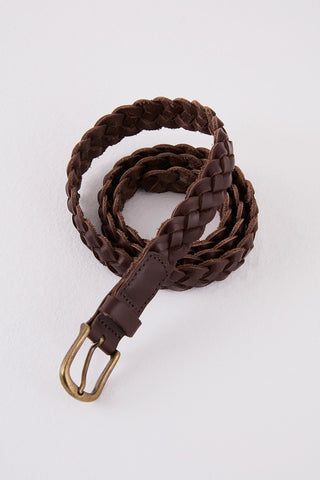 Kapalı Kahve Deri Örme Kemer,  AKSESUAR | Kundura