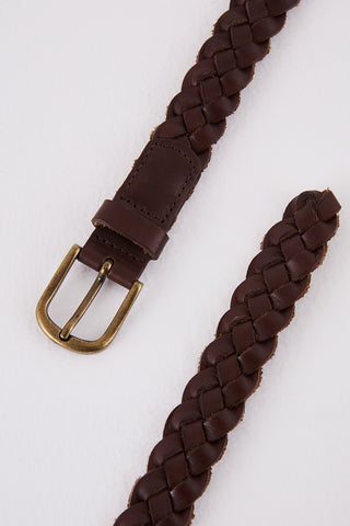 Kapalı Kahve Deri Örme Kemer,  AKSESUAR | Kundura