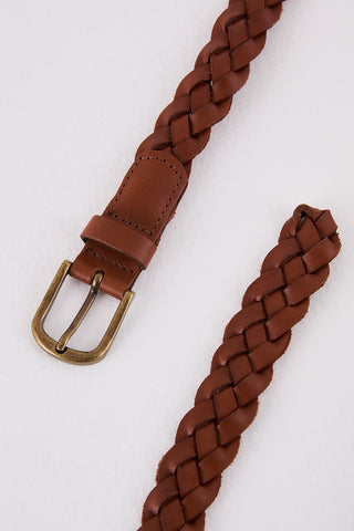 Açık Kahve Deri Örme Kemer,  AKSESUAR | Kundura