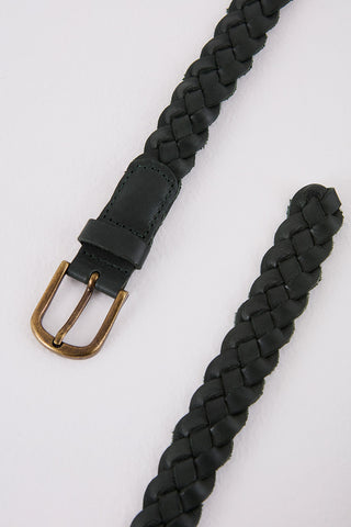 Yeşil Deri Örme Kemer,  AKSESUAR | Kundura