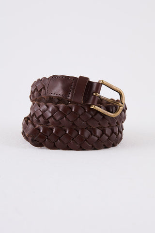 Kapalı Kahve Deri Örme Kemer,  AKSESUAR | Kundura